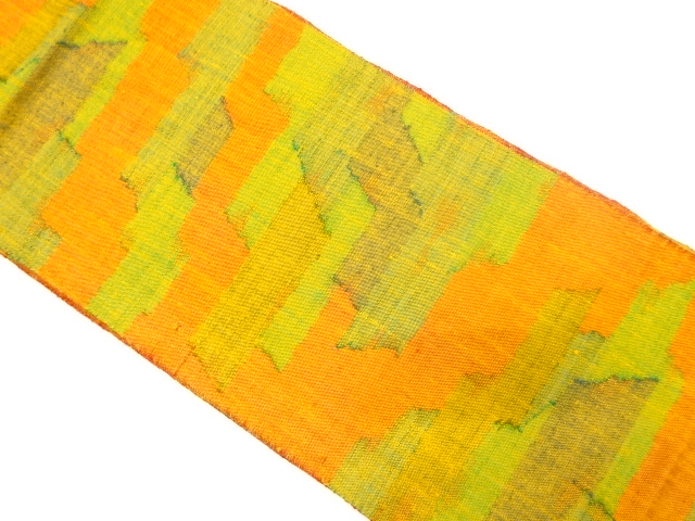 手織り真綿紬　抽象模様織り出し　名古屋帯